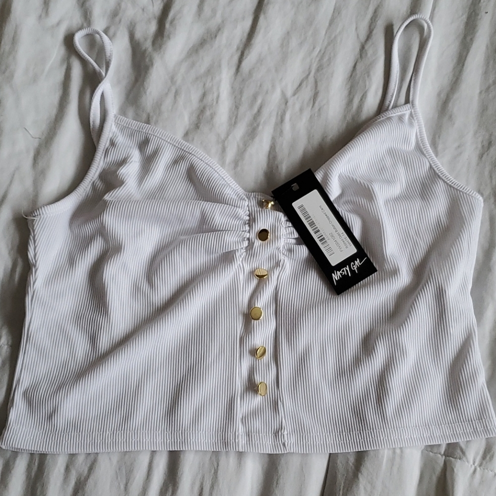 Nasty Gal cropped ribbed cami - size 14